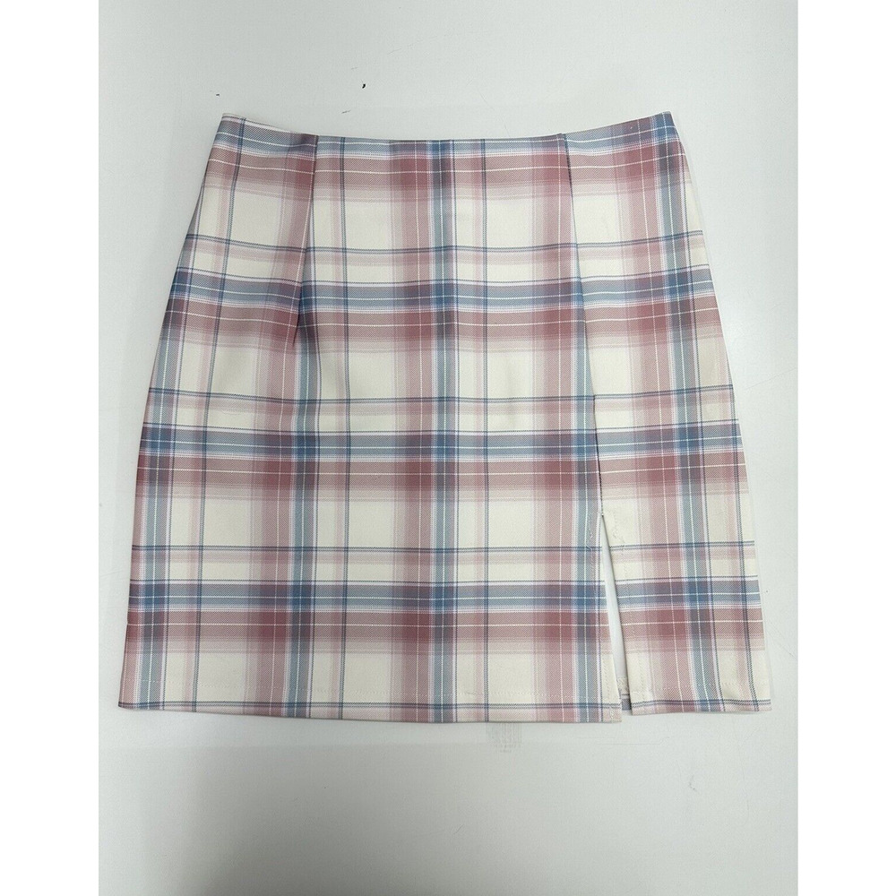 Womens Papaya Pink Plaid Mini Skirt Size Small